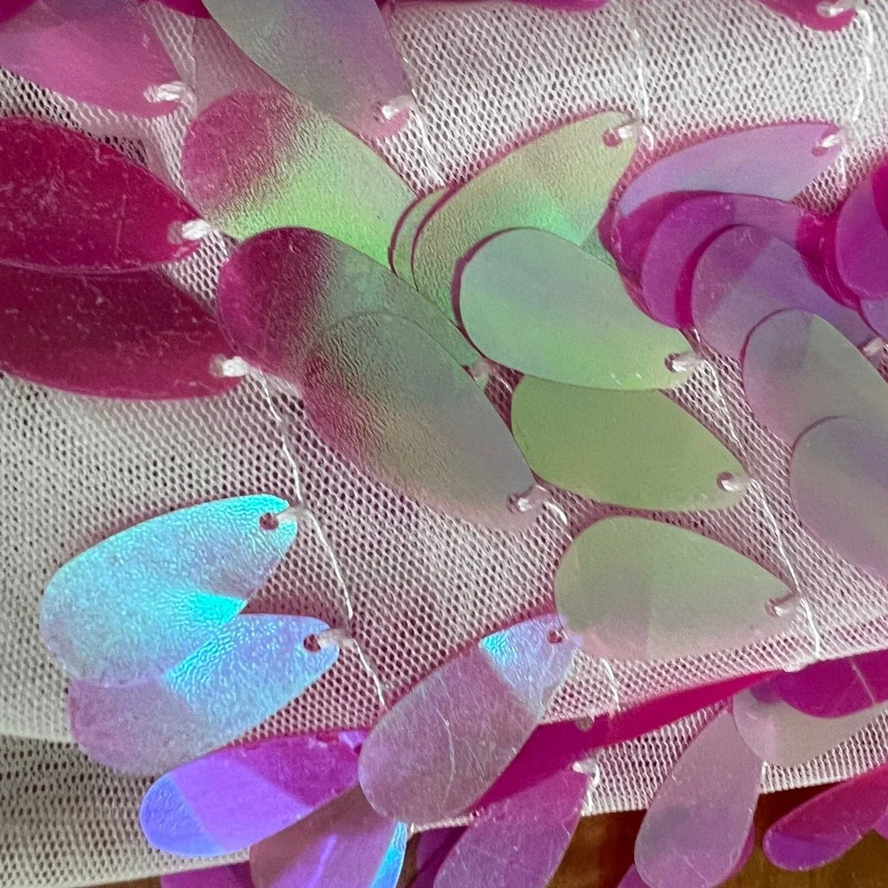 Cat & Jack Sequin Tutu Skirt Kids XS‎ 4/5 Iridescent Pink White Lined
